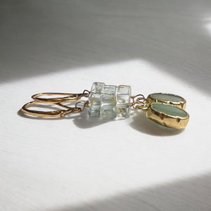 Gold and Aquamarine Drop Earrings