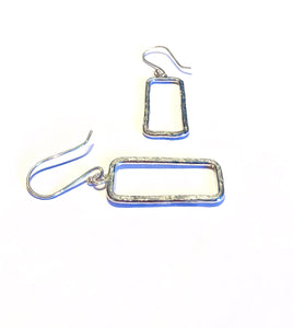 Modern Textured Sterling Silver Hanging Earrings